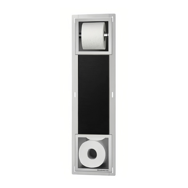 Stainless steel toilet paper roll holder with vertical concealed toilet paper holder and storage system