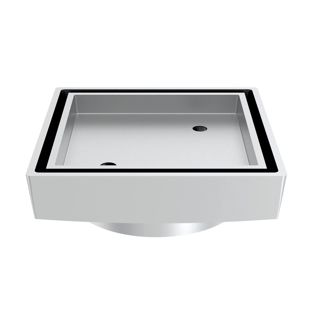 brass square drain shower base designed for low profile installation