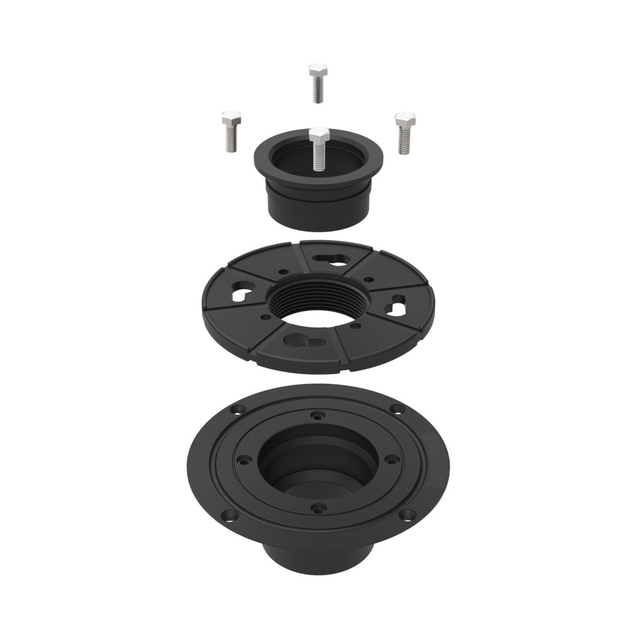 bathroom drain flange and shower drain base exploded components