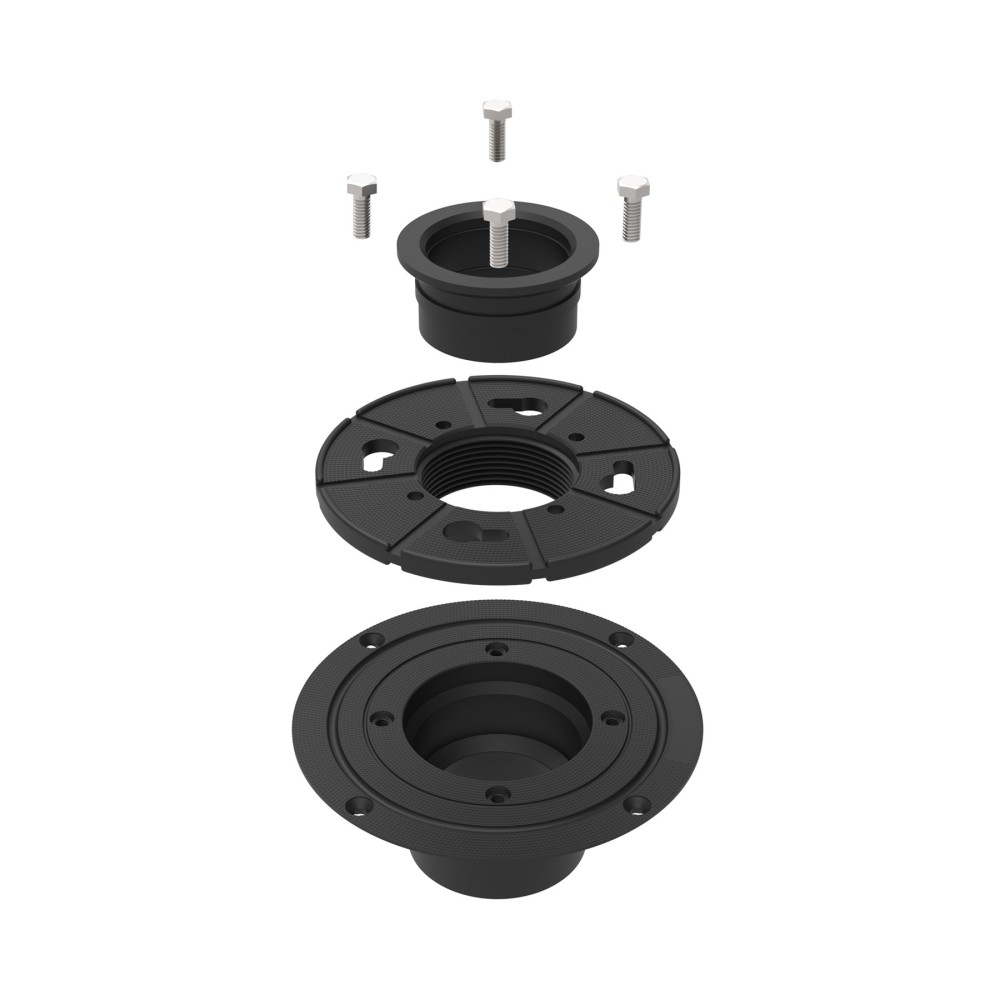 bathroom drain flange and shower drain base exploded components