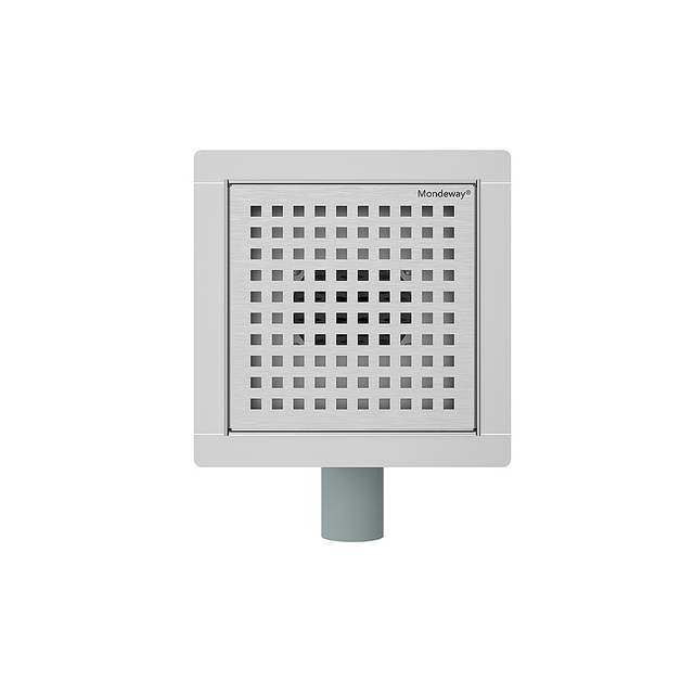Square shower drain assembly top frame with horizontal drain design and flange support