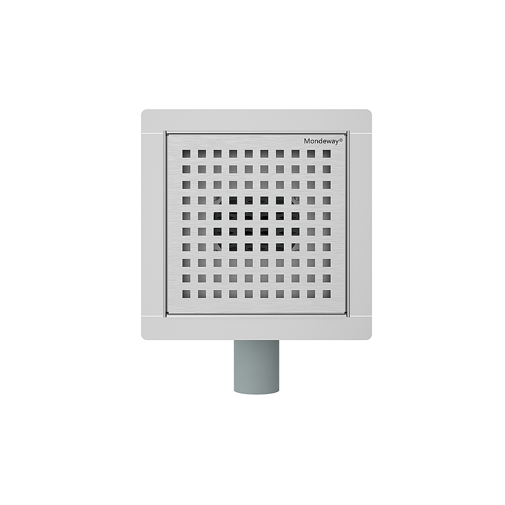 Square shower drain assembly top frame with horizontal drain design and flange support