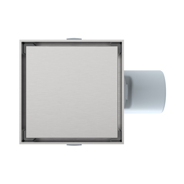Square shower channel drain with brushed stainless steel cover
