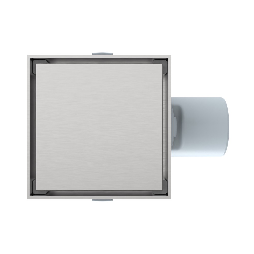 Square shower channel drain with brushed stainless steel cover