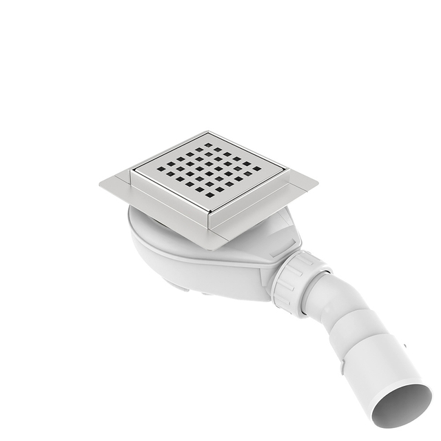 square drains with horizontal drain kit angled pipe connection