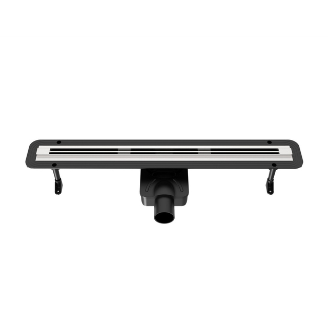 Slim linear shower drain with 360-degree rotatable wet dry siphon and horizontal outlet adapter