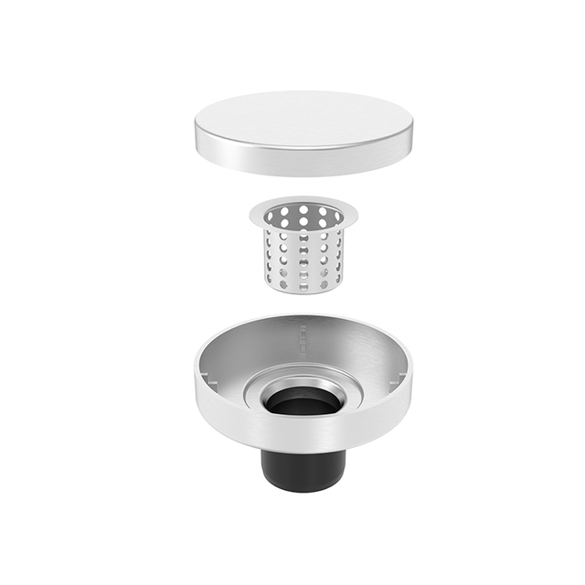 Exploded structure of floor drain round stainless steel shower drain with filter cup