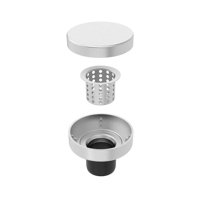 shower drain round installed on marble floor for tile application