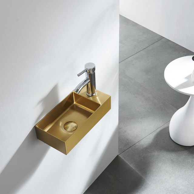 rectangular basin stainless steel wall hung sink side detail