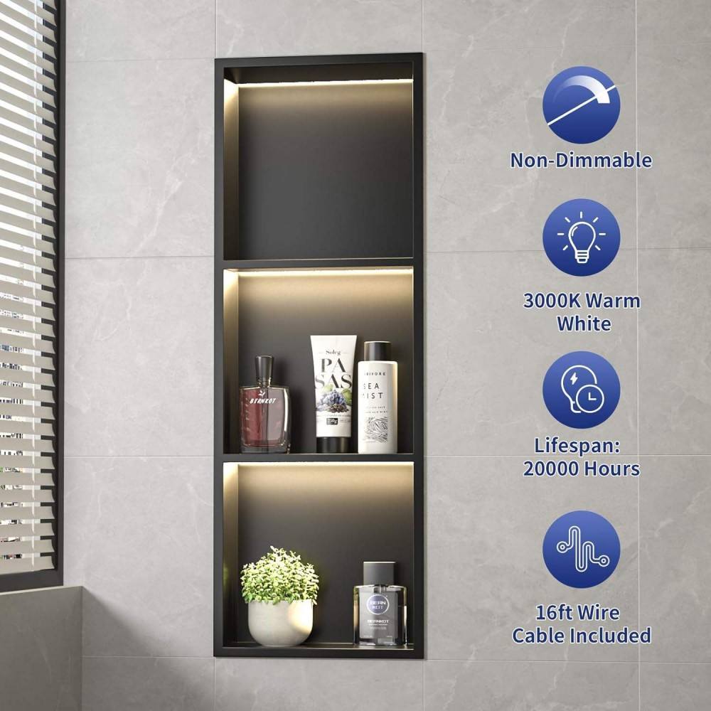 wall niche led bathroom niche 3 shelf stainless steel waterproof feature