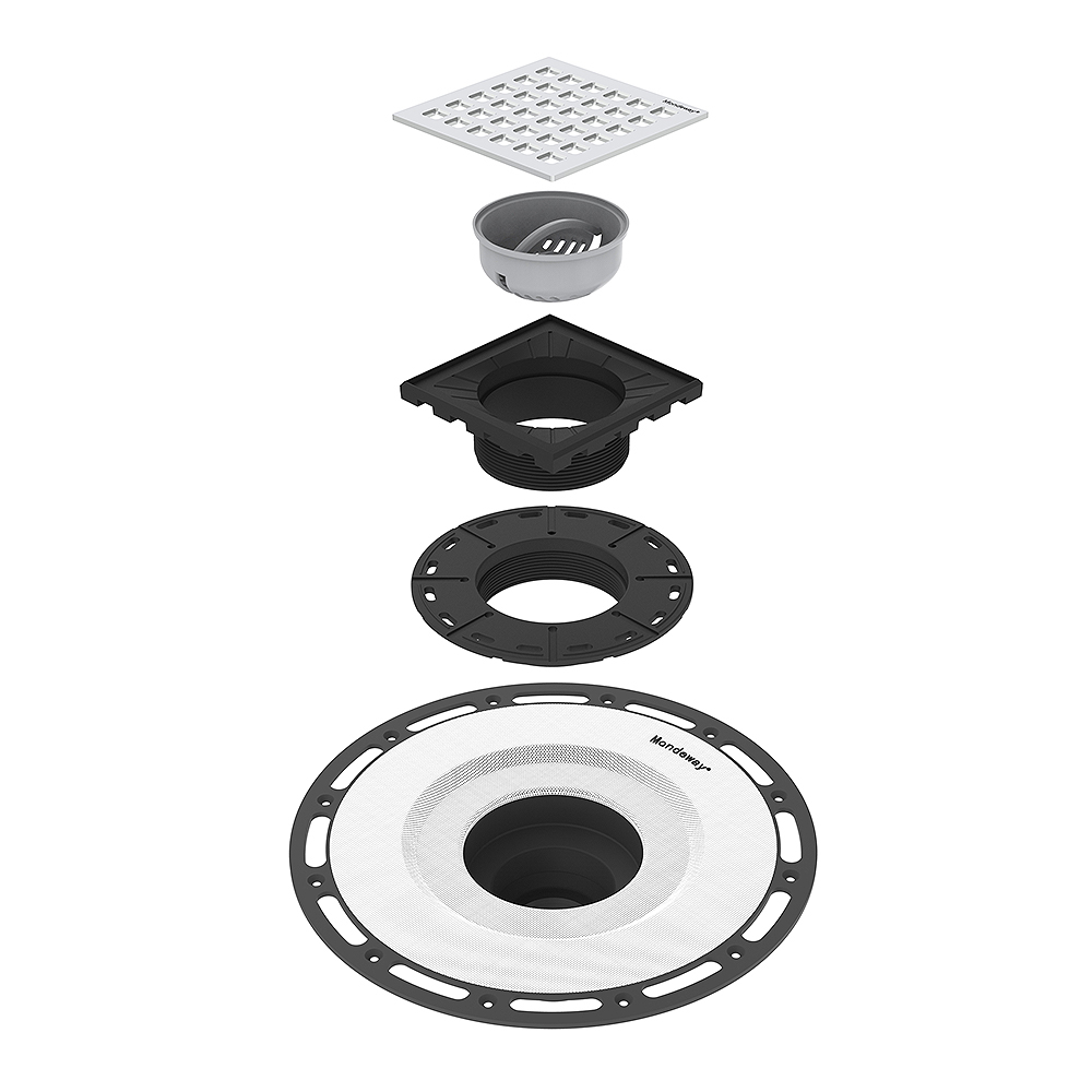 bonding flange drain with removable square grate structure