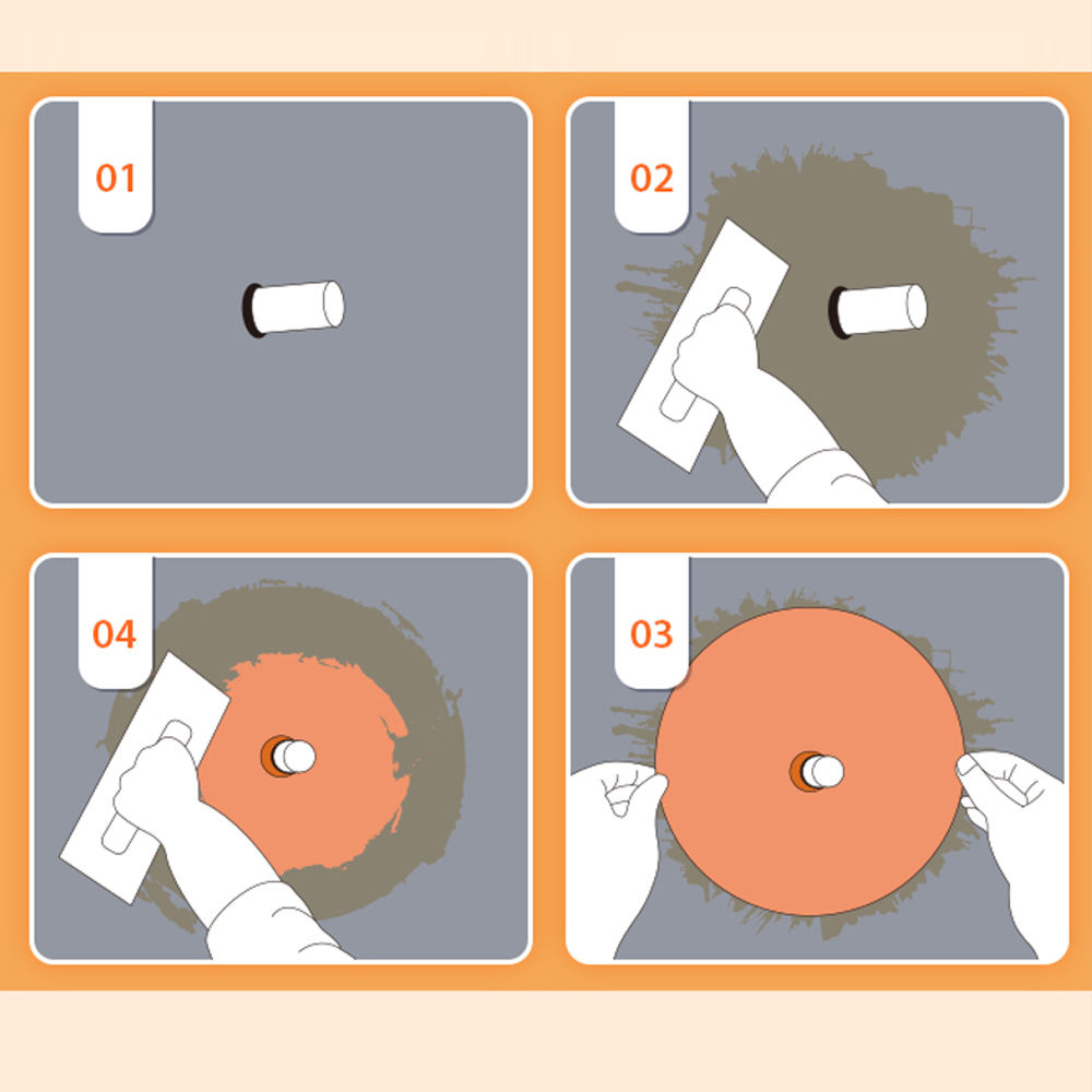 Step-by-step diagram for installing a valve seal shower waterproof membrane