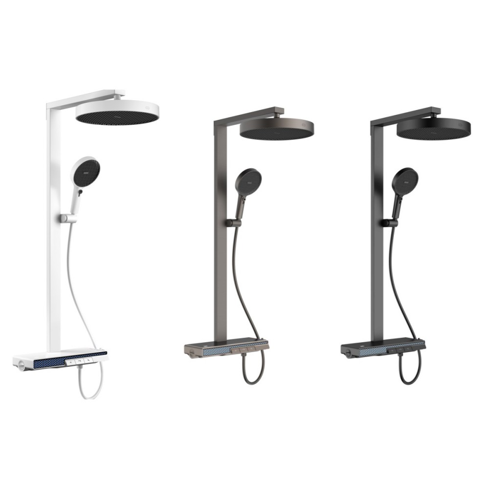 Piano key shower set with white black and gunmetal options