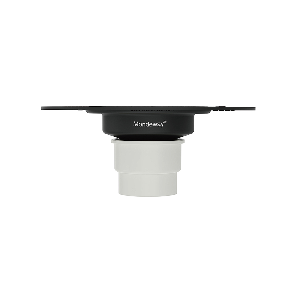 Side elevation of ABS shower drain base used in bathroom floor drainage