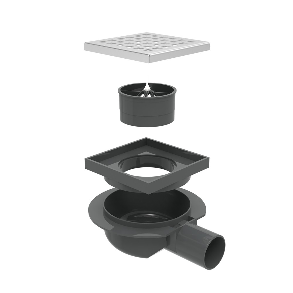 square tile shower drain with 360 rotatable siphon and removable parts