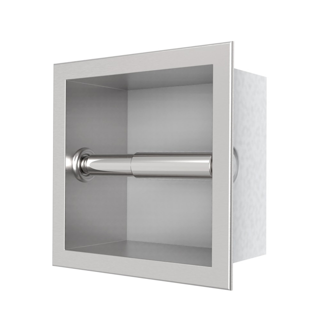 Bathroom toilet paper roll holder stainless steel concealed wall unit with clean frame