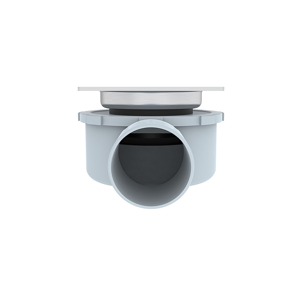 shower drain system kit square side profile with horizontal outlet