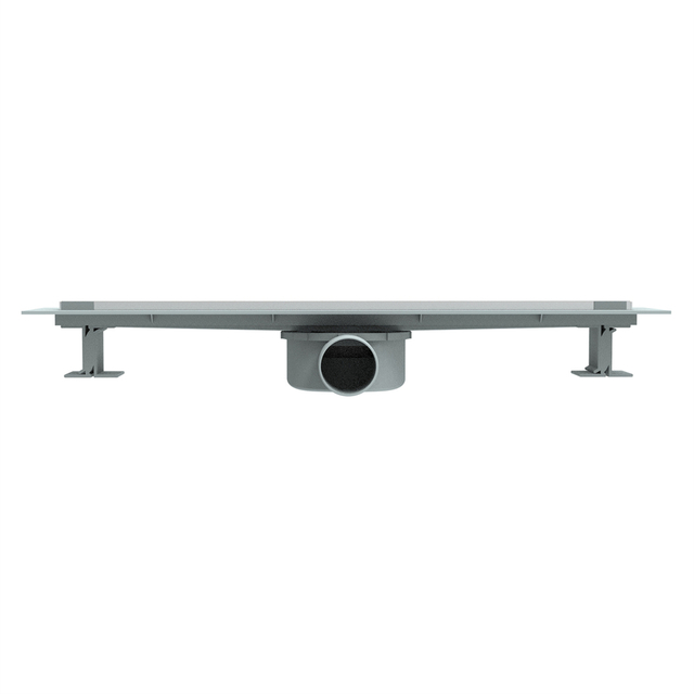 Plastic shower drain ultra low profile linear base for floor installation