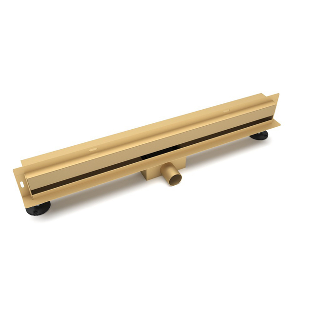 Linear wall drain champagne gold finish for invisible bathroom drain application