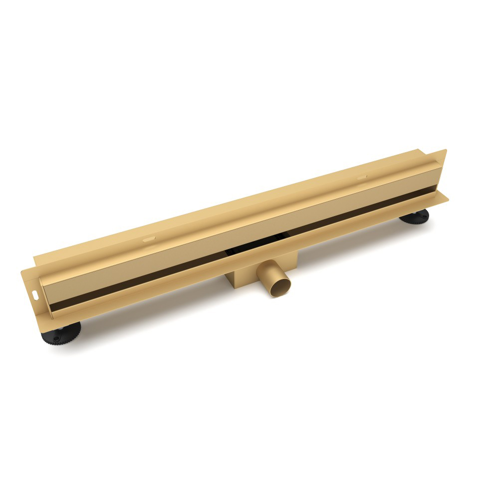 Linear wall drain champagne gold finish for invisible bathroom drain application