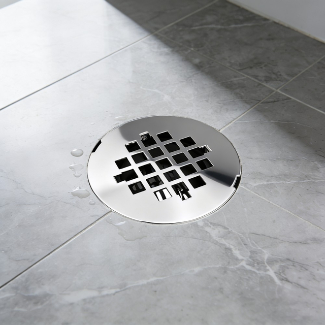 stainless steel round drain grates used with pvc floor drain on tile floor