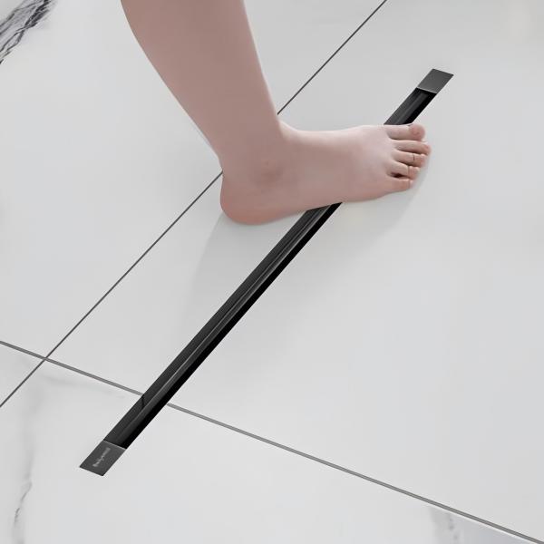 Minimalist slim linear drain solution for modern shower floors