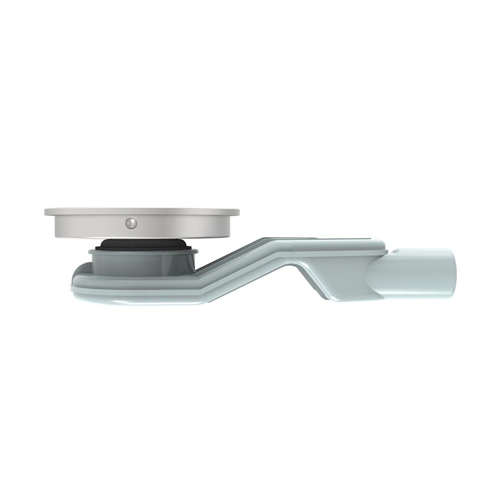 round floor drain with horizontal outlet low profile shower application