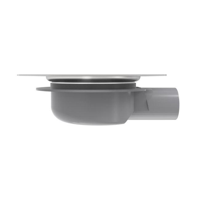 Side profile of adjustable height shower drain assembly for concrete floors