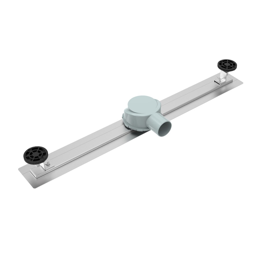 stainless steel slim channel drain kit with rear siphon and horizontal adapter