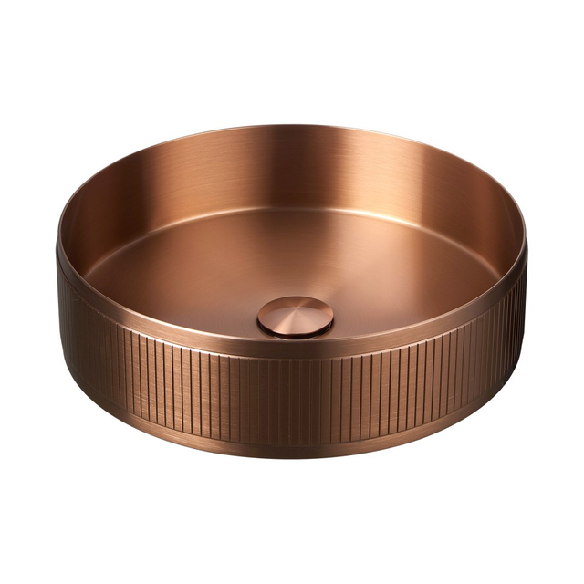 Bathroom basin sinks stainless steel basin sink with textured rose gold round bowl surface