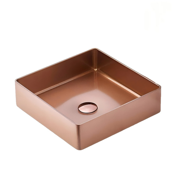 Square vessel sink stainless steel hand wash basin showing deep interior capacity