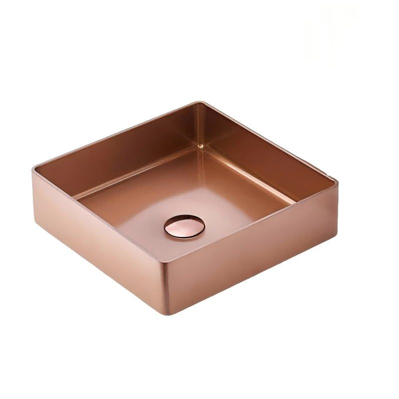 Rose Gold Square Vessel Sink Technical View