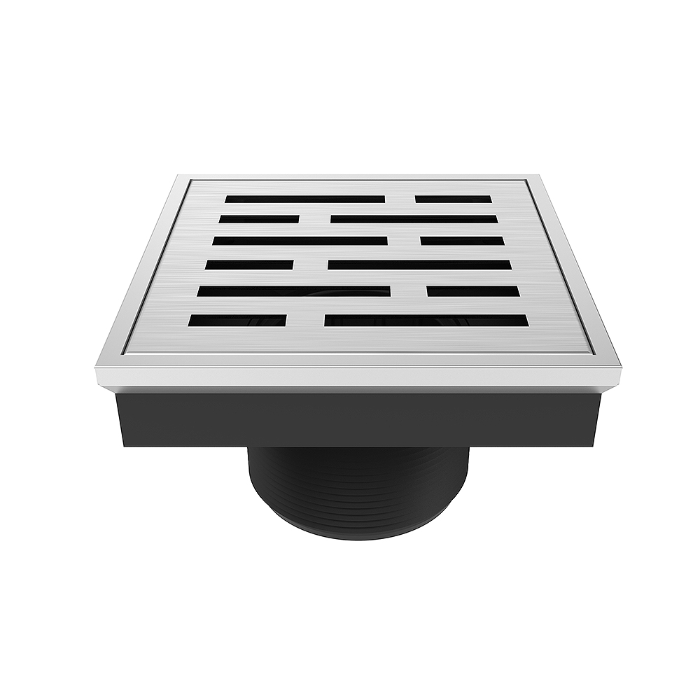square shower drain with vertical drain outlet and ABS base