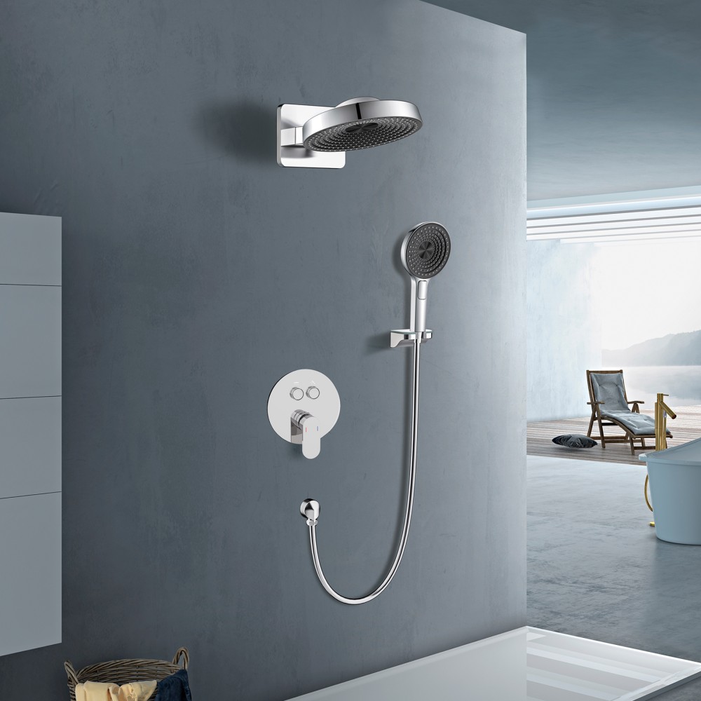 Professional wall mount shower faucet with 3-function hand spray