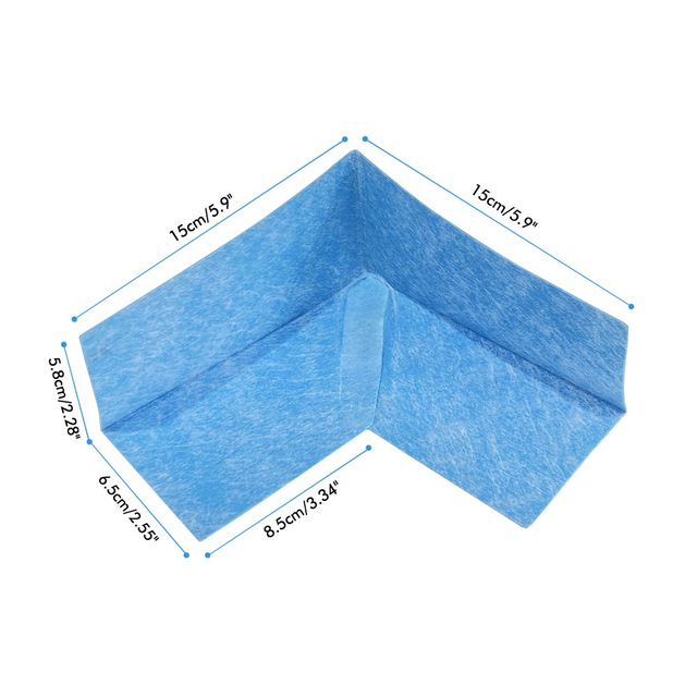 Technical dimensions of 150mm TPE corner membrane for waterproofing