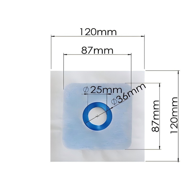 Technical specifications of shower mixing valve seal with 120mm non-woven fabric and 25mm gasket opening