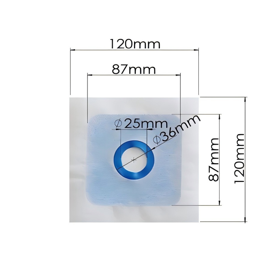 Technical specifications of shower mixing valve seal with 120mm non-woven fabric and 25mm gasket opening