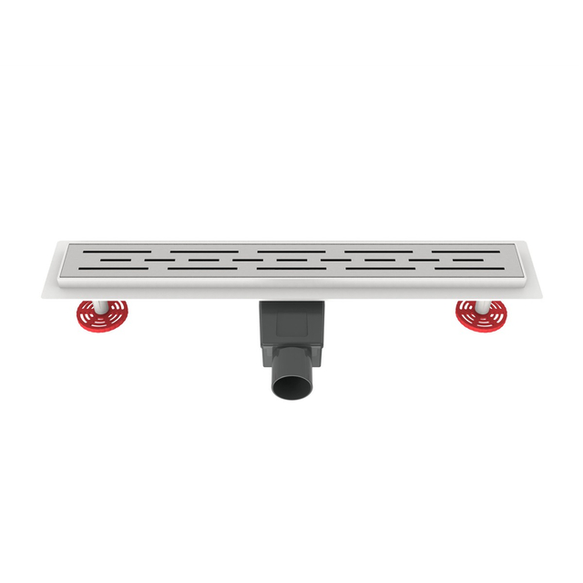 Seamless bathroom drain assembly featuring 304 stainless steel slotted cover plate and leveling hardware