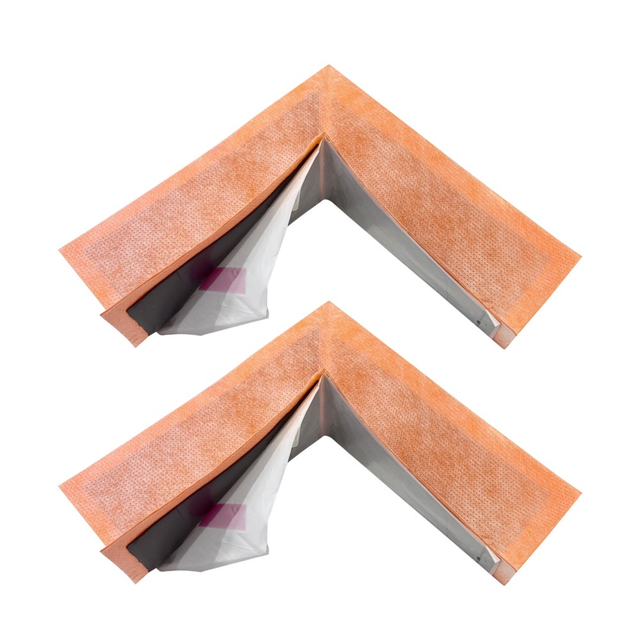 Prefabricated outside corner waterproofing with integrated butyl adhesive tape