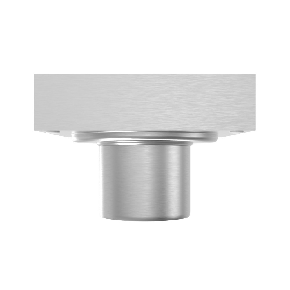 Side profile detailing the vertical drop of a floor drain 2 inch