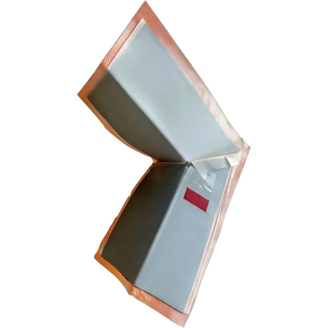 Back side showing peel-and-stick butyl adhesive on the waterproof corner