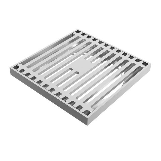 High durability stainless steel drain featuring 100x100mm compact frame