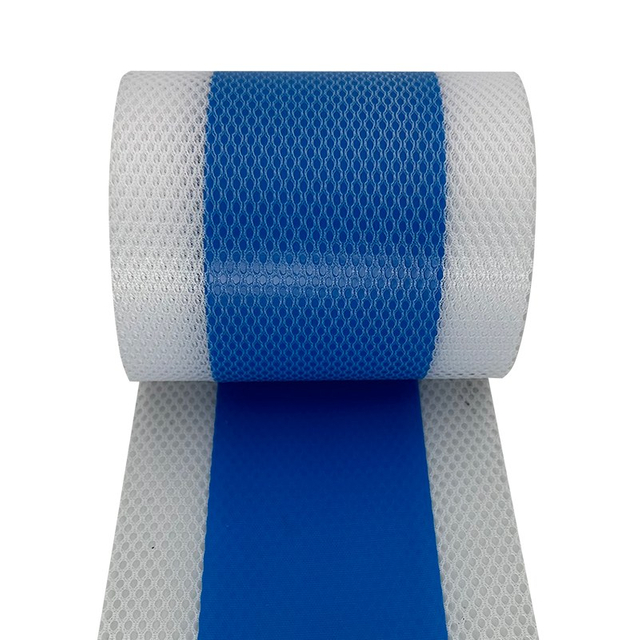Close up of blue TPE waterproof jointing tape showcasing center sealing layer