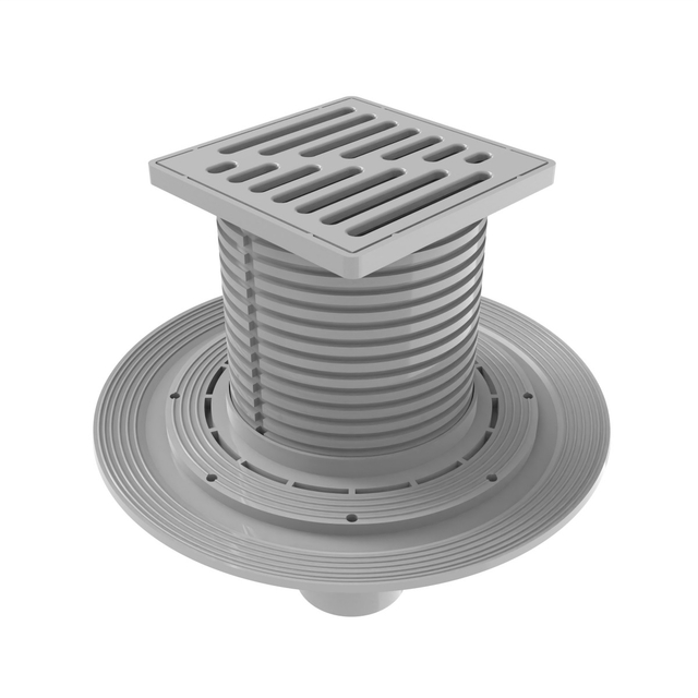 Fully assembled modern shower drain with durable ABS PP base and square top frame