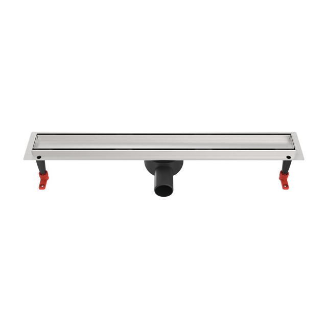 Linear shower drain featuring 360 degree rotatable horizontal outlet