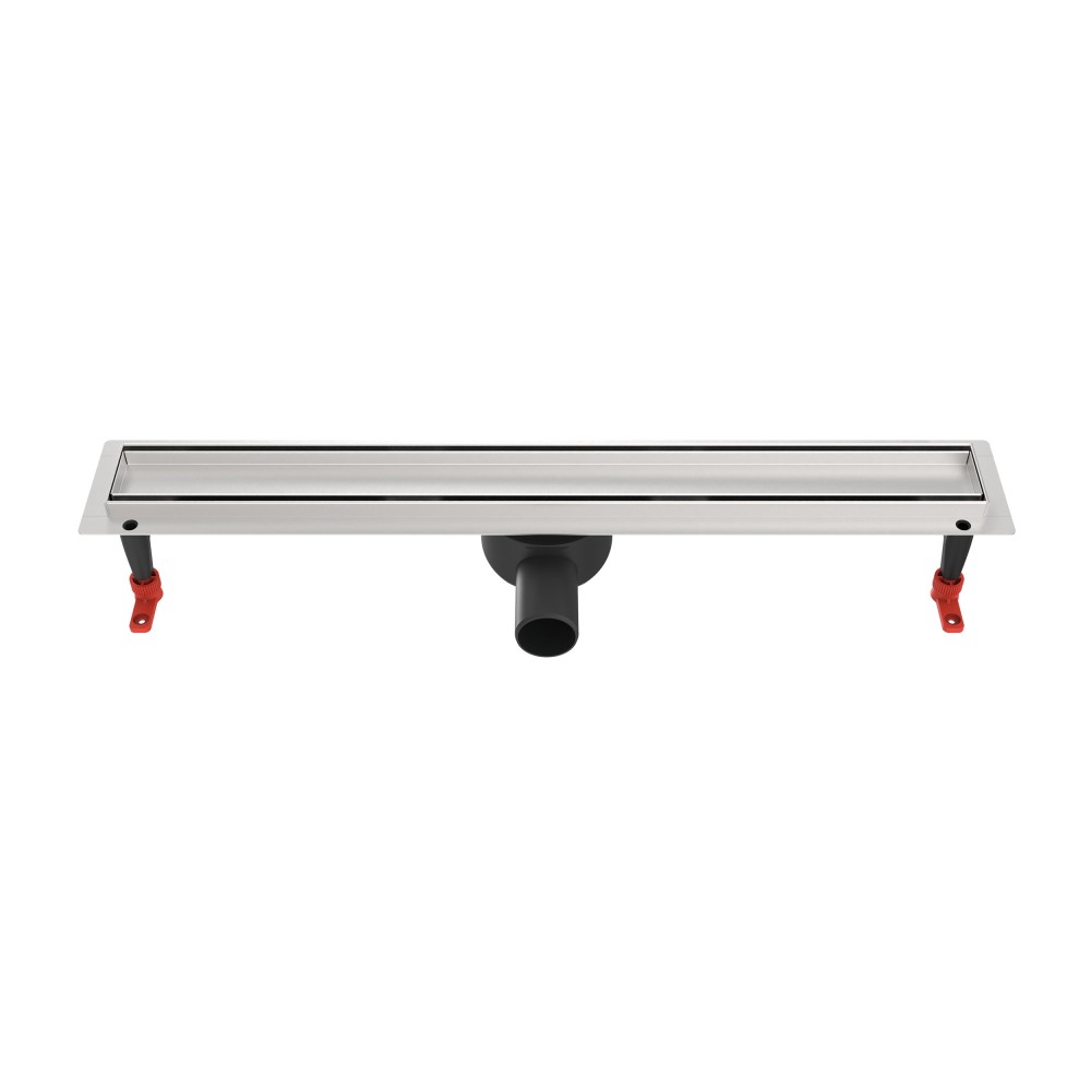 Linear shower drain featuring 360 degree rotatable horizontal outlet