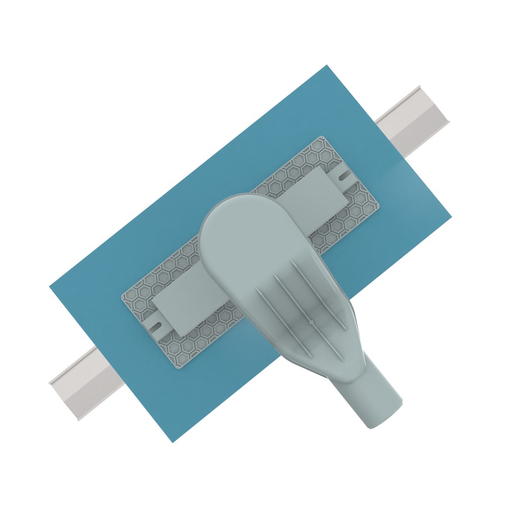 Bottom side of slim shower drain with anti-clogging filter