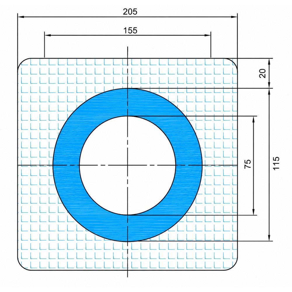 Close up front profile of square water pipe seals crafted from high density non-woven fabric