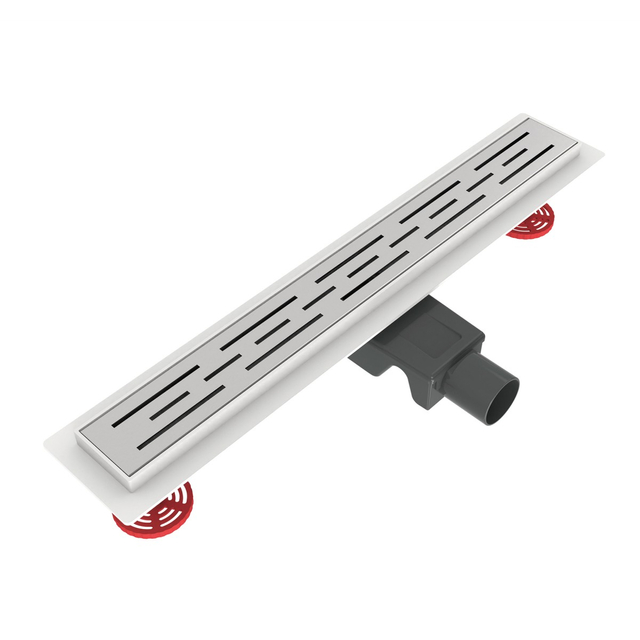 Seamless bathroom drain assembly featuring 304 stainless steel slotted cover plate and leveling hardware