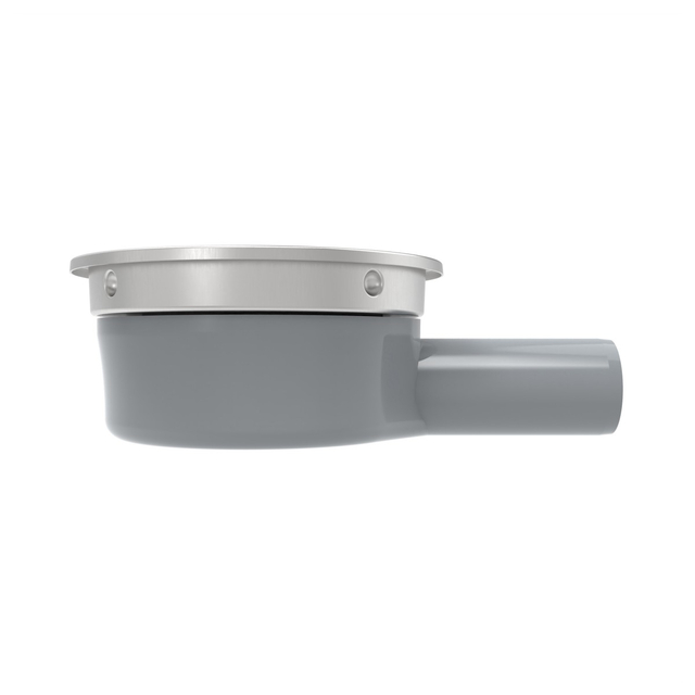 Side profile of horizontal shower drain showing minimum installation depth design